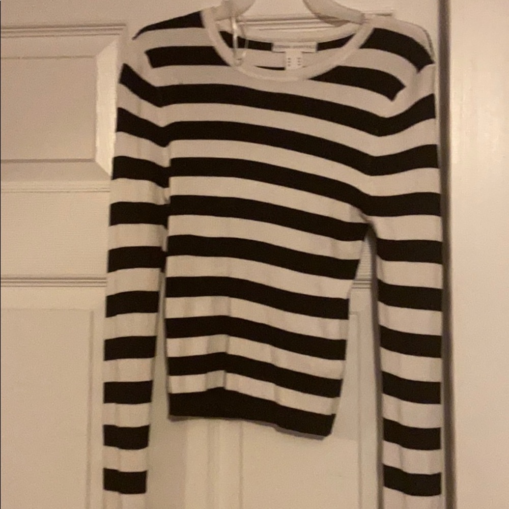 white and black sweater